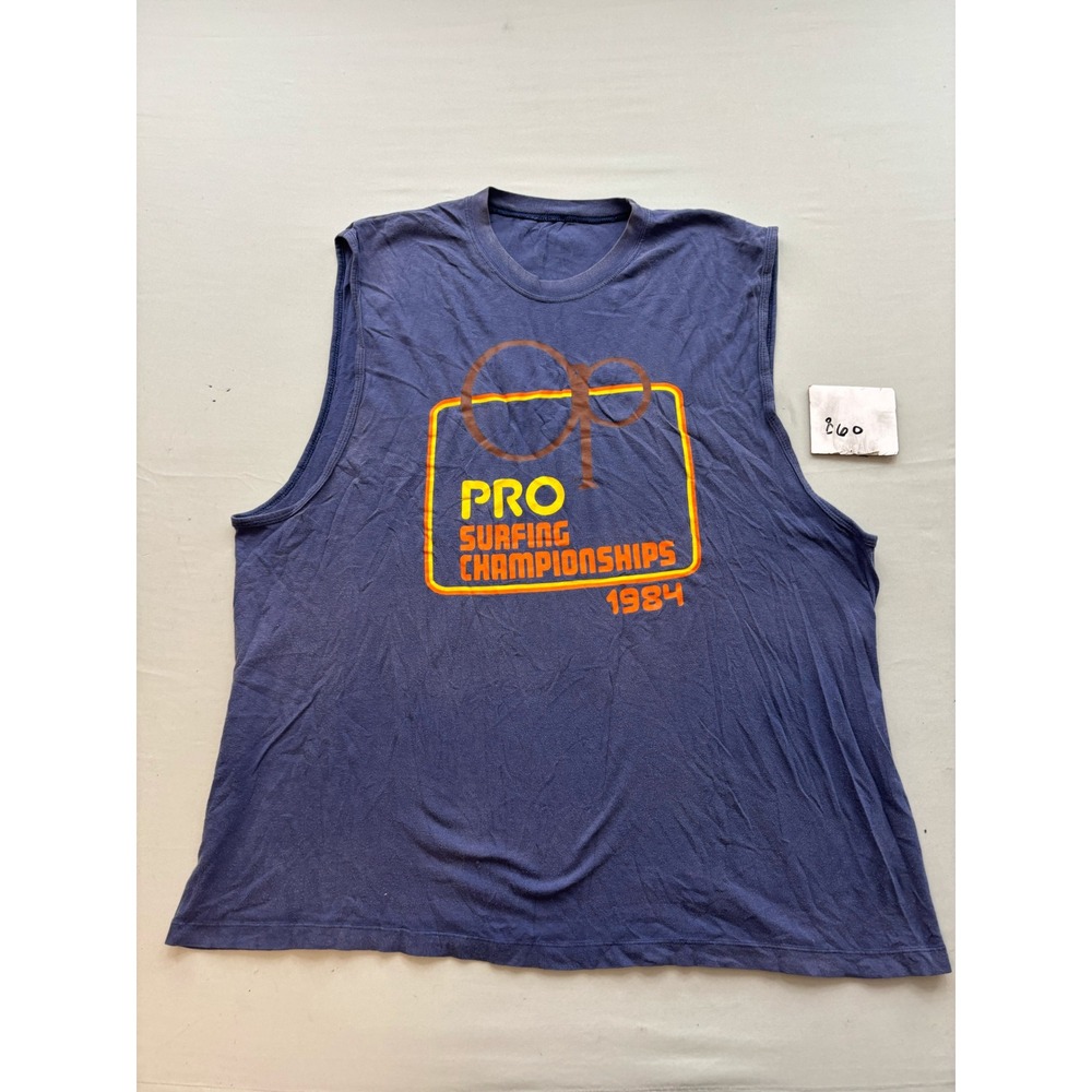Vintage 1984 Ocean Pacific OP Pro Surfing Championships Muscle Tee Navy Blue XL